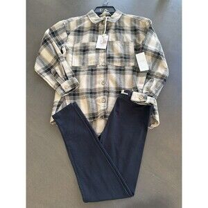 Girl's 2pc set Plaid Long Sleeve Button-Down Flannel Top & pants Jessica Simpson